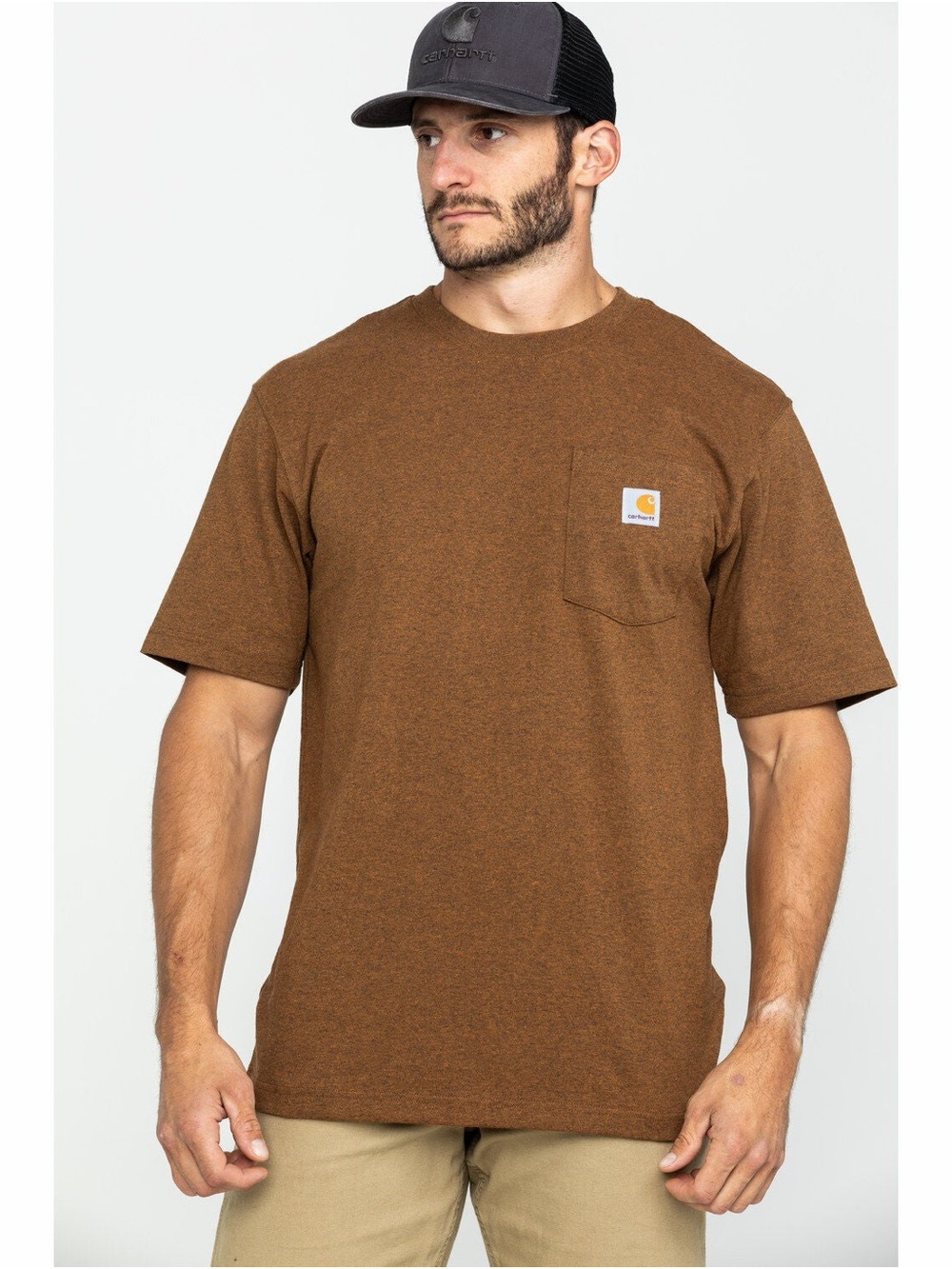 🔥🔥 Carhartt Men's Pocket Tee in Brown Heather! Size S Lose Fit! 🔥🔥